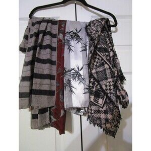 Lot 4 Womens Fashion Scarves Floral Striped Leaf Bamboo Print Variety Patterns